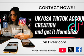 create USA and UK tiktok account tiktok monetization