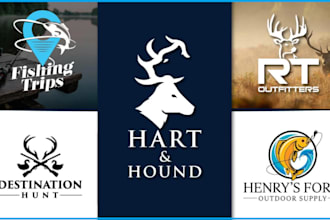 design hunting fishing outdoor and deer logo