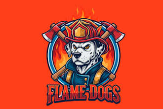 do high quality fire fighter mascot logo with t shirt design