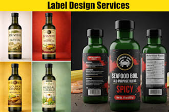 design product label, bottle label, food label, oil label, coconut oil, mockup