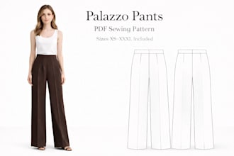 palazzo pants sewing pattern custom made xs to xxxl
