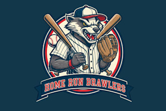 make high quality baseball mascot logo with t shirt design