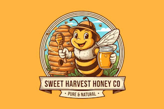 create bee honey logo for your company
