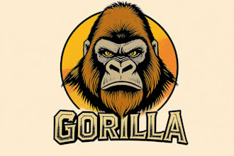 design a bold gorilla head logo for your brand or business