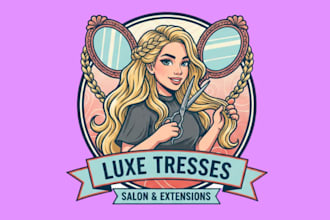 create hair extensions and beauty salon logo design