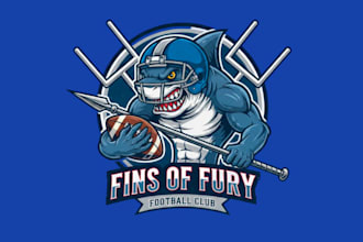 make modern style for shark football sport mascot logo design service