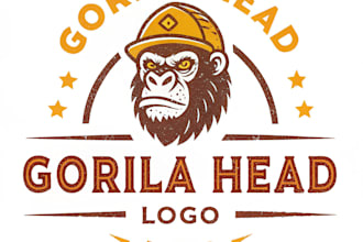 design a powerful gorilla head logo for gaming, esports, or brand