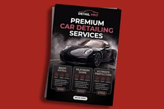 design car wash, car detailing, rental flyer, car service and price list flyer