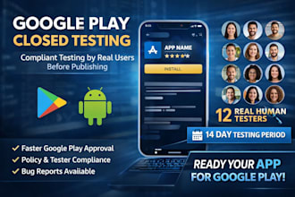 real humans 12 testers for google play console closed testing app