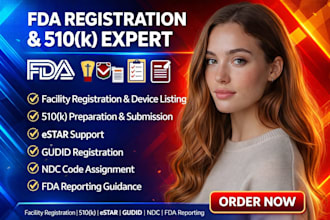 handle fda registration, 510k, cgmp, and medical device compliance