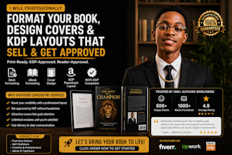 do book formatting, ebook formatting, book cover design and KDP paperback layout