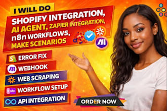 shopify ai integration ai agent zapier automate n8n make scenarios ghl workflow