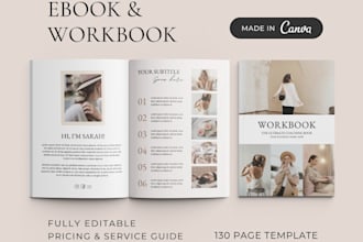 design canva ebook worksheet, editable workbooks in canva ebook template