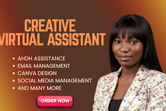 creative virtual assistant for admin support social media support canva design