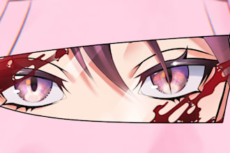 custom anime eye banners for streamers, vtubers, and social media platforms