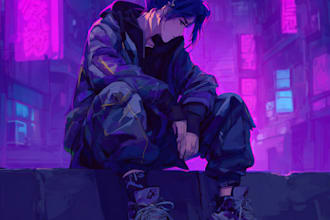 draw cyberpunk, lofi or streetwear anime illustrations