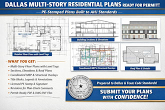 deliver pe stamped multi story residential plans in dallas