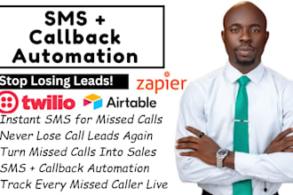 missed call automation with SMS auto callback, dashboard using twilio and zapier