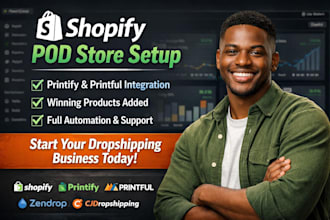 setup shopify, etsy pod gelato printify printful zendrop cjdropshipping spocket