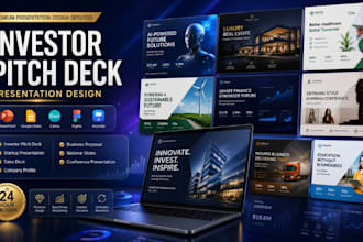 design investor pitch deck, powerpoint presentation, pitch deck design startup