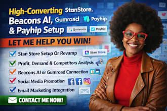setup stan store, stan store marketing, beacons ai, payhip, gumroad store