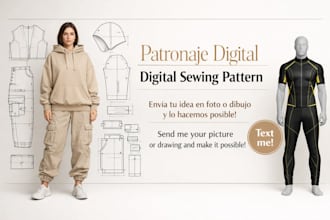 create digital sewing pattern with grading in pdf and dxf files