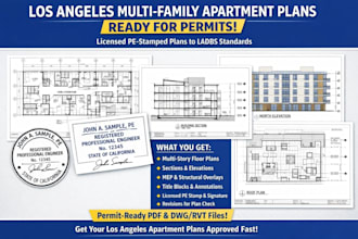 deliver pe stamped multi family apartment plans in los angeles