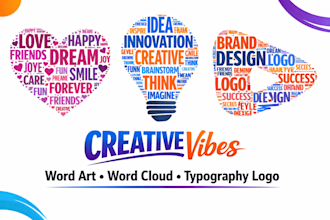 design creative word art, word clouds, and typography