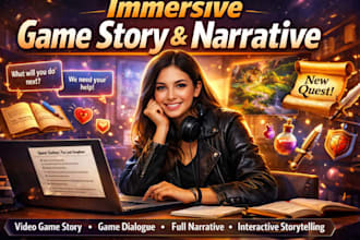 write immersive video game story, dialogue, and full narrative