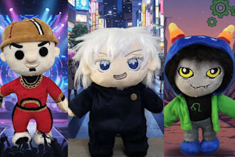 design soft custom plush toy stuffed animal crochet toy kawaii plushie furry oc