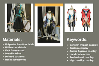 cosplay armor props and accessories creation for anime games and movies cosplays