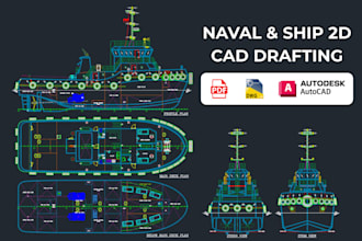 do ship autocad drafting, lines plan, and ga structural drawing