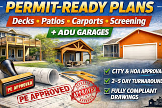 deck permit drawings carpots patios screened porch decks adu garage pe stamp