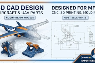 design 3d cad models for aircraft components and uav airframes