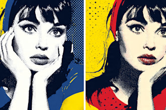 draw a retro pop art roy lichtenstein style