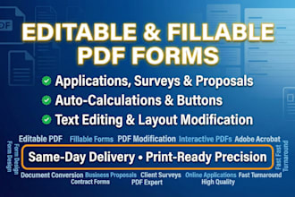create editable fillable PDF forms, applications, surveys, and proposals
