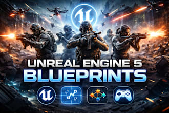 develop ue5 blueprint ai, combat, shooting, and UI systems