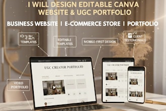 design editable canva website, landing page, and ugc portfolio media kit