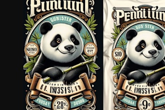 make high quality t shirt smoking panda mascot logo