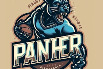 do creative panther mascot logo with t shirt design