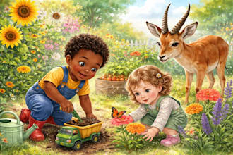 do kdp children book illustration watercolor children story book illustration