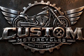 create a metal logo for a custom motorcycle shop