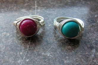 send you a fuchsia or turquoise wire wrapped ring in any size