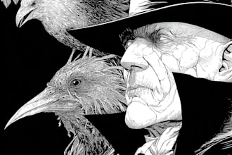 draw horror and gothic line art illustrations