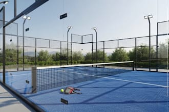 do 3d padel court design, 3d sport complex, pickleball court, 3d sport facility,