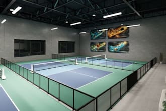 design 3d padel , pickleball courts and sports facilities