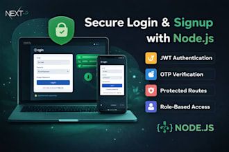 build secure login and signup system using node js