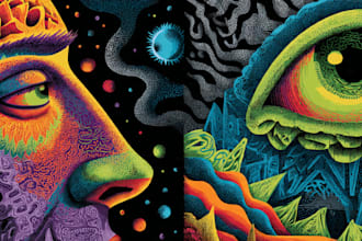 stunning illustration psychedelic, lifestyle, surrealism