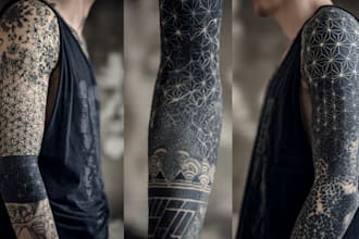create sleeve tattoo design in geometric style