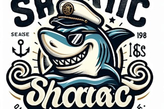 design high quality shark mascot logo with t shirt design